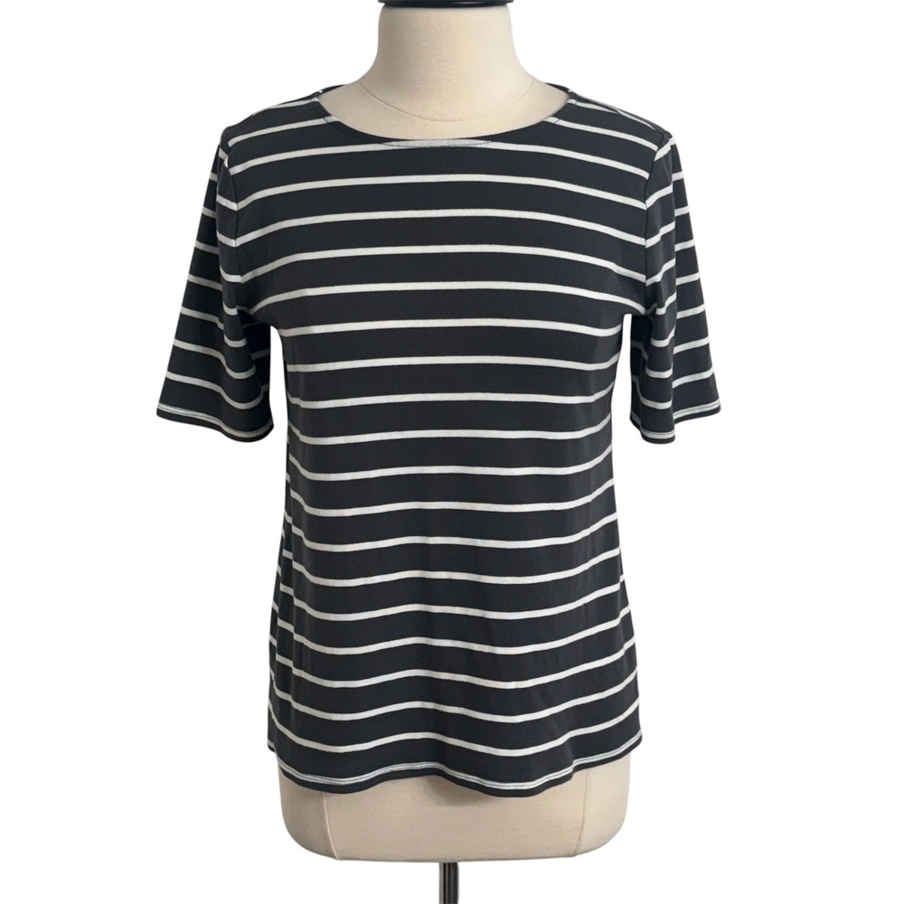 Loft Vintage Soft Women's Short Sleeve Striped Back Cutout Modern Tee